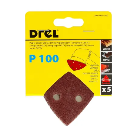 Papiery ścierne delta na rzep 93 x 93 mm, P100, 5 szt.