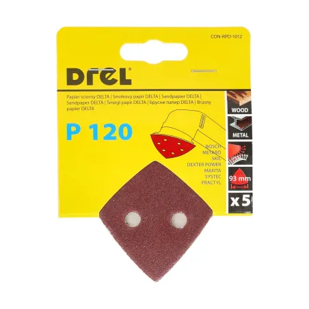 Papiery ścierne delta na rzep 93 x 93 mm, P120, 5 szt.