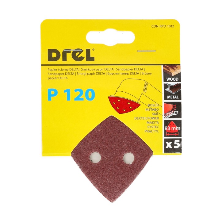 Papiery ścierne delta na rzep 93 x 93 mm, P120, 5 szt.