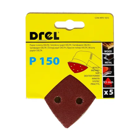 Papiery ścierne delta na rzep 93 x 93 mm, P150, 5 szt.