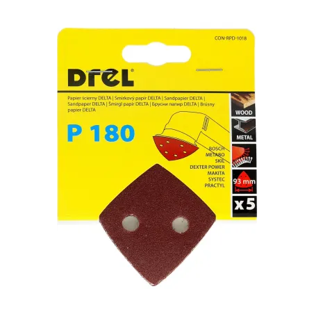 Papiery ścierne delta na rzep 93 x 93 mm, P180, 5 szt.