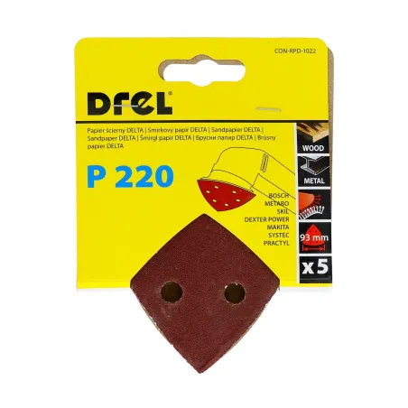 Papiery ścierne delta na rzep 93 x 93 mm, P220, 5 szt.