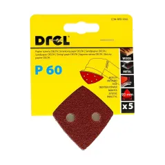 Papiery ścierne delta na rzep 93 x 93 mm, P60, 5 szt.