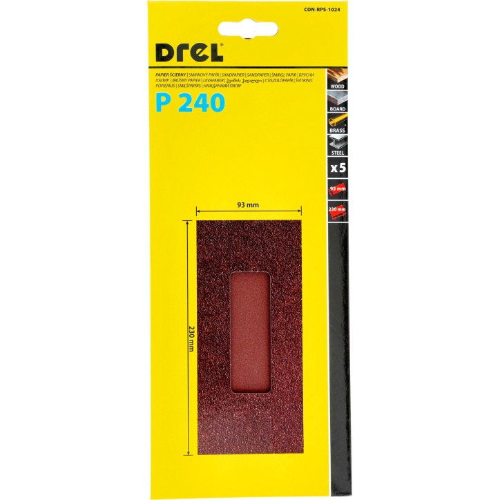 Papiery ścierne 93 x 230 mm, P240, 5 szt.
