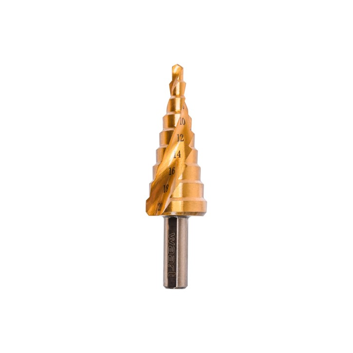 Wiertło stopniowe spiralne 4.0-20.0 mm, tytanowane, STAL M2