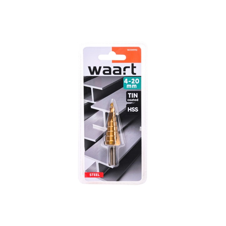 Wiertło stopniowe spiralne 4.0-20.0 mm, tytanowane, STAL M2
