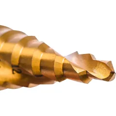 Wiertło stopniowe spiralne 4.0-20.0 mm, tytanowane, STAL M2