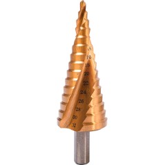 Wiertło stopniowe spiralne 4.0-32.0 mm, tytanowane, STAL M2