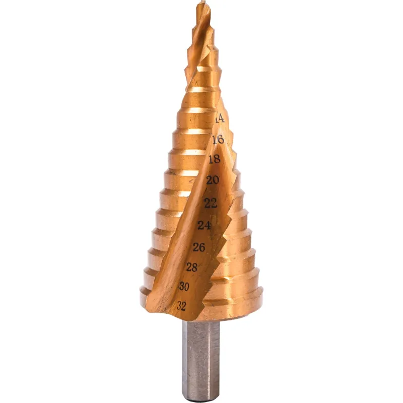 Wiertło stopniowe spiralne 4.0-32.0 mm, tytanowane, STAL M2 Wiertło stopniowe spiralne 4.0-32.0 mm, tytanowane, STAL M2