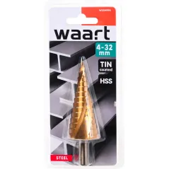 Wiertło stopniowe spiralne 4.0-32.0 mm, tytanowane, STAL M2