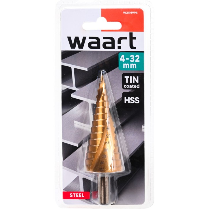 Wiertło stopniowe spiralne 4.0-32.0 mm, tytanowane, STAL M2