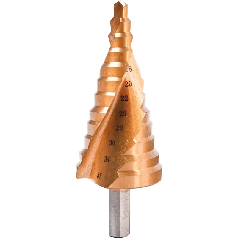 Wiertło stopniowe spiralne 6.0-37.0 mm, tytanowane, STAL M2