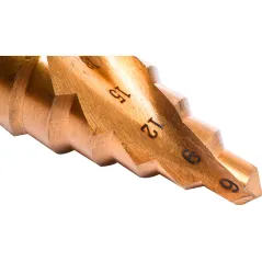 Wiertło stopniowe spiralne 6.0-37.0 mm, tytanowane, STAL M2