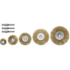 Zestaw szczotek drucianych tarczowych 25.0-75.0 mm, mosiądzowanych, 5 szt.