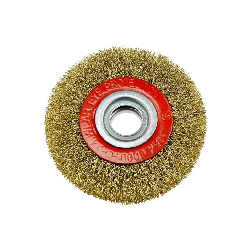 Szczotka druciana tarczowa 100 mm, otwór 20 mm, mosiądzowana Szczotka druciana tarczowa 100 mm, otwór 20 mm, mosiądzowana