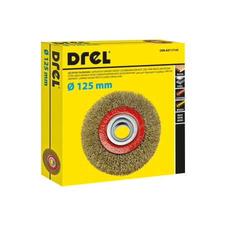 Szczotka druciana tarczowa 125 mm, otwór 20 mm, mosiądzowana