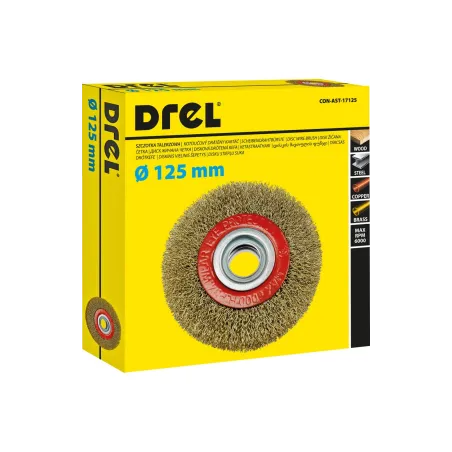 Szczotka druciana tarczowa 125 mm, otwór 20 mm, mosiądzowana