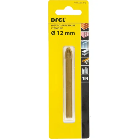 Wiertło uniwersalne 12.0 mm, końcówka krzyżowa, tytanowane