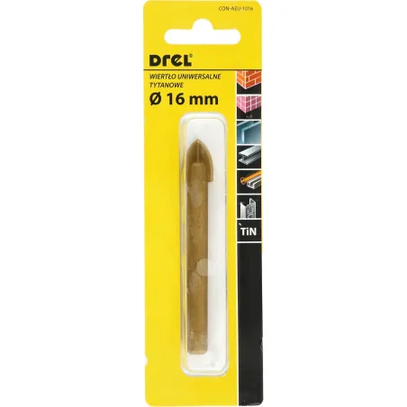 Wiertło uniwersalne 16.0 mm, końcówka krzyżowa, tytanowane