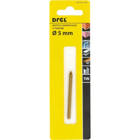 Wiertło uniwersalne 5.0 mm, końcówka krzyżowa, tytanowane