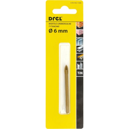 Wiertło uniwersalne 6.0 mm, końcówka krzyżowa, tytanowane