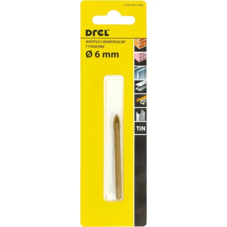 Wiertło uniwersalne 6.0 mm, końcówka krzyżowa, tytanowane