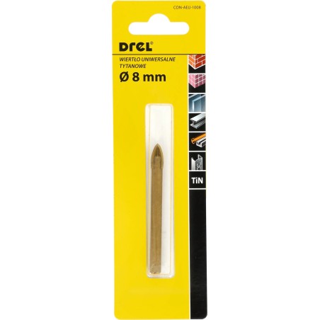 Wiertło uniwersalne 8.0 mm, końcówka krzyżowa, tytanowane