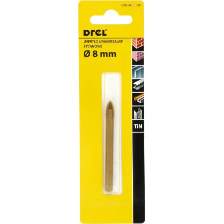 Wiertło uniwersalne 8.0 mm, końcówka krzyżowa, tytanowane
