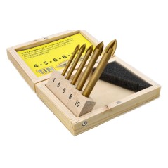 Zestaw wierteł uniwersalnych 4.0-10.0 mm, końcówka krzyżowa, tytanowane, 5 szt.