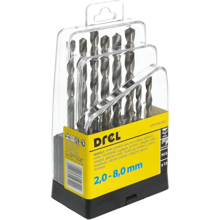 Zestaw wierteł do metalu 2.0-8.0 mm, szlifowane, 13 szt.