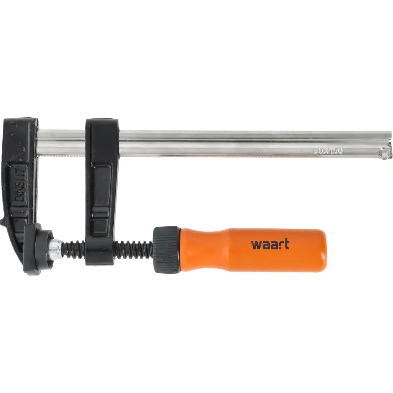 Ścisk stolarski 50 x 150 mm, typ F, drewniany uchwyt, FSC 100%, certyfikat NC-COC-062817 Ścisk stolarski 50 x 150 mm, typ F, drewniany uchwyt, FSC 100%, certyfikat NC-COC-062817