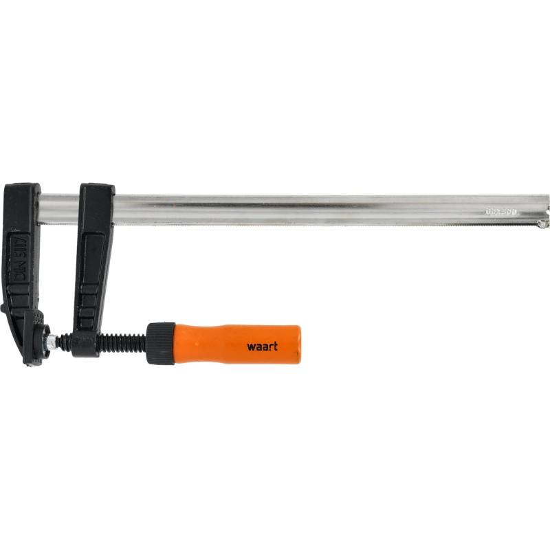 Ścisk stolarski 80 x 300 mm, typ F, drewniany uchwyt, FSC 100%, certyfikat NC-COC-062817