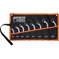 Zestaw kluczy oczkowych dwustronne, wygięte, 8 szt.