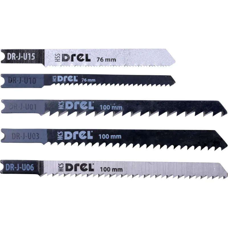 Zestaw brzeszczotów z uchwytem typu "U", do drewna, metalu, PVC, 5 szt. Zestaw brzeszczotów z uchwytem typu "U", do drewna, metalu, PVC, 5 szt.