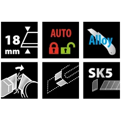 Nóż z ostrzem łamanym 18 mm, metalowy korpus