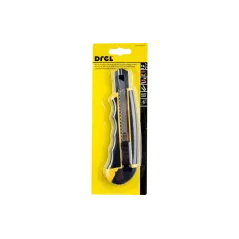 Nóż z ostrzem łamanym 18 mm, plastikowy korpus, metalowa prowadnica, 5 ostrzy