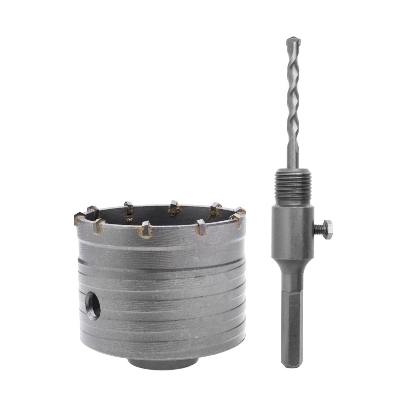 Zestaw koronka wiertnicza do muru z widią i adapterem 80 mm, uchwyt sześciokątny Zestaw koronka wiertnicza do muru z widią i adapterem 80 mm, uchwyt sześciokątny
