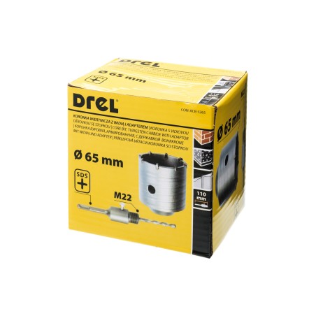 Zestaw koronka wiertnicza do muru z widią i adapterem 65 mm, uchwyt SDS-plus