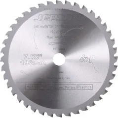 Piła tarczowa do metalu, Inox'u: 192 mm, 40 T