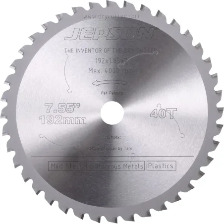 Piła tarczowa do metalu, Inox'u: 192 mm, 40 T