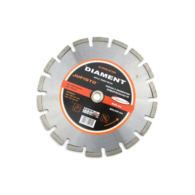 Tarcza diamentowa 300 x 25.4 mm, segmentowa, spawana laserowo, do asfaltu i świeżego betonu Tarcza diamentowa 300 x 25.4 mm, segmentowa, spawana laserowo, do asfaltu i świeżego betonu