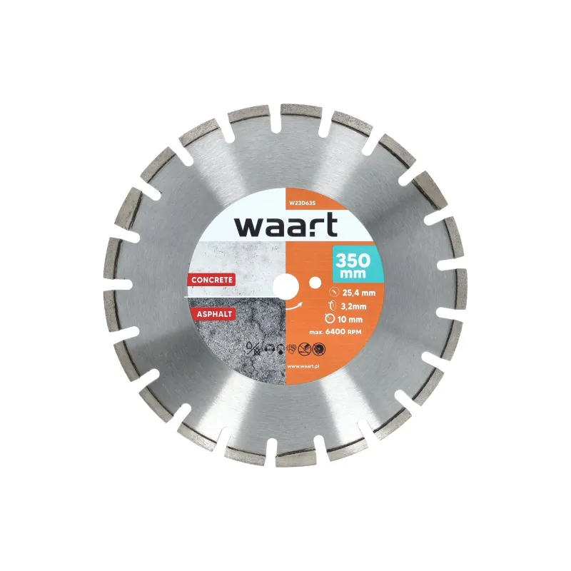 Tarcza diamentowa 350 x 25.4 mm, segmentowa, spawana laserowo, do asfaltu i świeżego betonu Tarcza diamentowa 350 x 25.4 mm, segmentowa, spawana laserowo, do asfaltu i świeżego betonu
