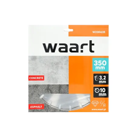 Tarcza diamentowa 350 x 25.4 mm, segmentowa, spawana laserowo, do asfaltu i świeżego betonu