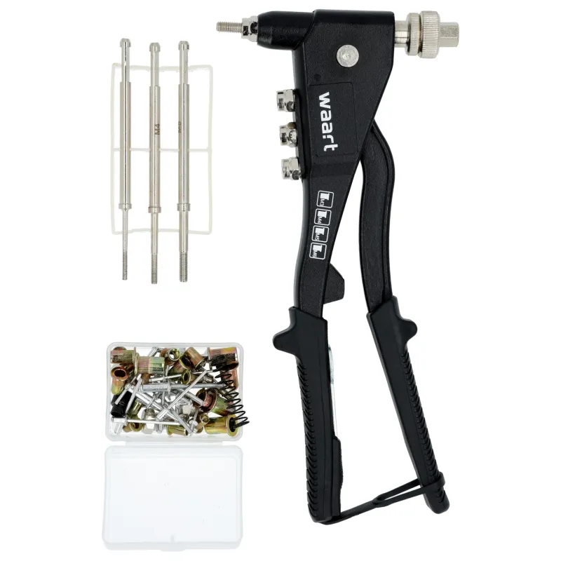 Nitownica do nitów stalowych i nitonakrętek z akcesoriami, 270 mm, nitonakrętki M3-M6, nity 2.4-4.8 mm Nitownica do nitów stalowych i nitonakrętek z akcesoriami, 270 mm, nitonakrętki M3-M6, nity 2.4-4.8 mm