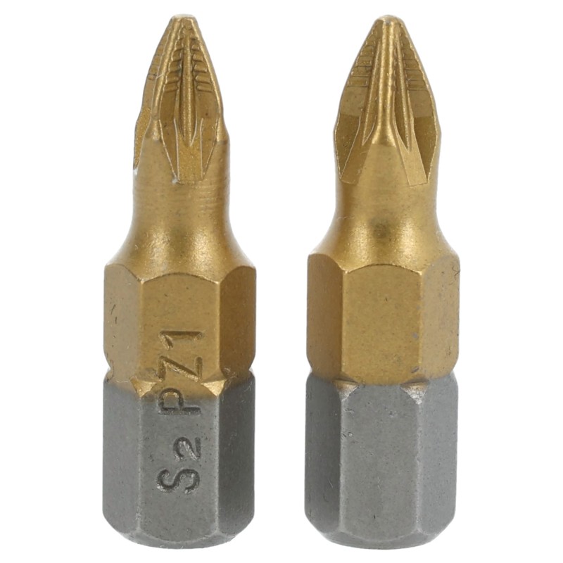 Końcówki wkrętakowe PZ1 x 25 mm, tytanowana, 2 szt.