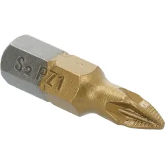 Końcówki wkrętakowe PZ1 x 25 mm, tytanowana, 2 szt.