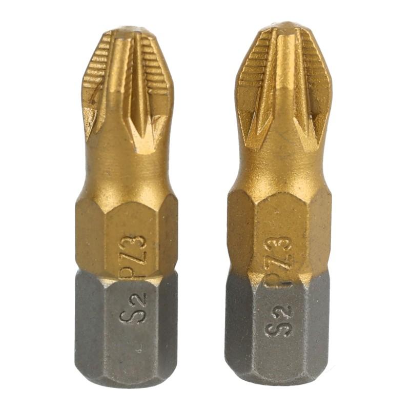 Końcówki wkrętakowe PZ3 x 25 mm, tytanowana, 2 szt.
