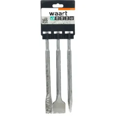 Zestaw dłut płaskich 20/40 x 250 mm, dłuto szpicak 14 x 250 mm, uchwyt SDS-plus, 3szt.
