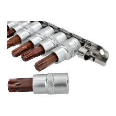 Zestaw końcówek Torx na nasadkach, 12 szt.