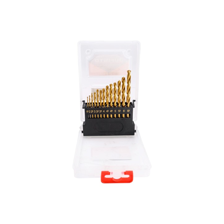 Zestaw wierteł do metalu 1.5-6.5 mm, tytanowane, szlifowane, 13 szt.